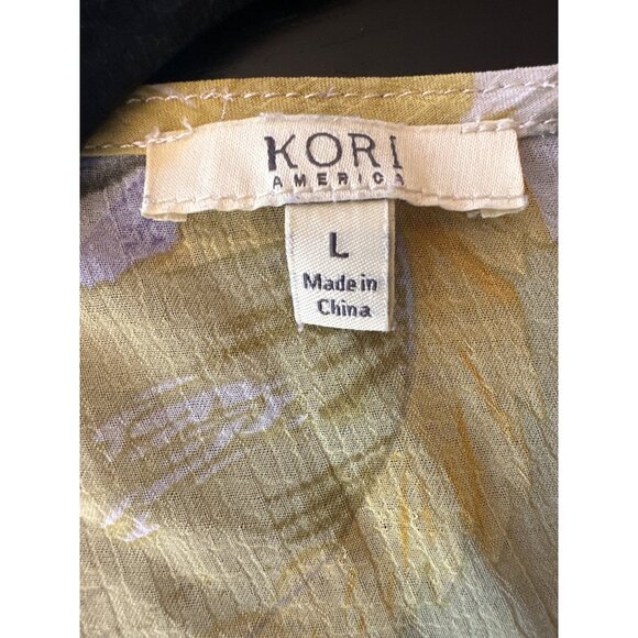 Yellow & Purple Floral Sheer Kimono Cover-Up With Lace Trim Loungewear - Picture 6 of 6